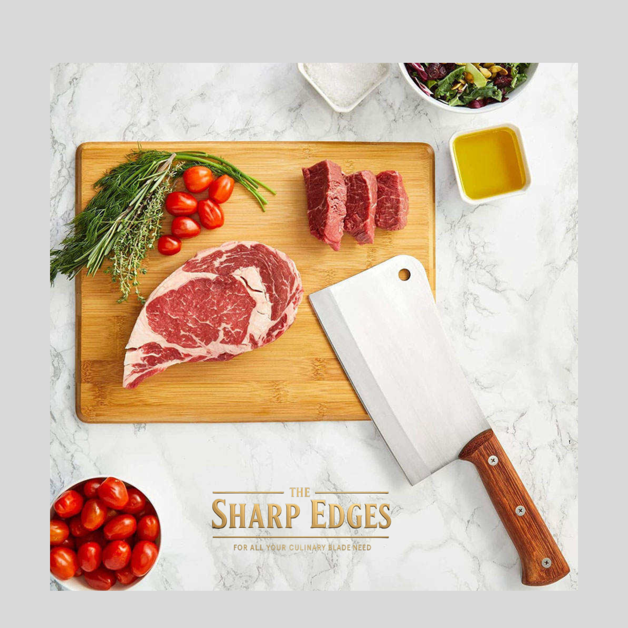 Butcher Cleaver Knife Fixed Sharp Blade Cleaver Knife With Wooden Handle-Ultra Sharp Kitchen Knife for Home and Restaurant