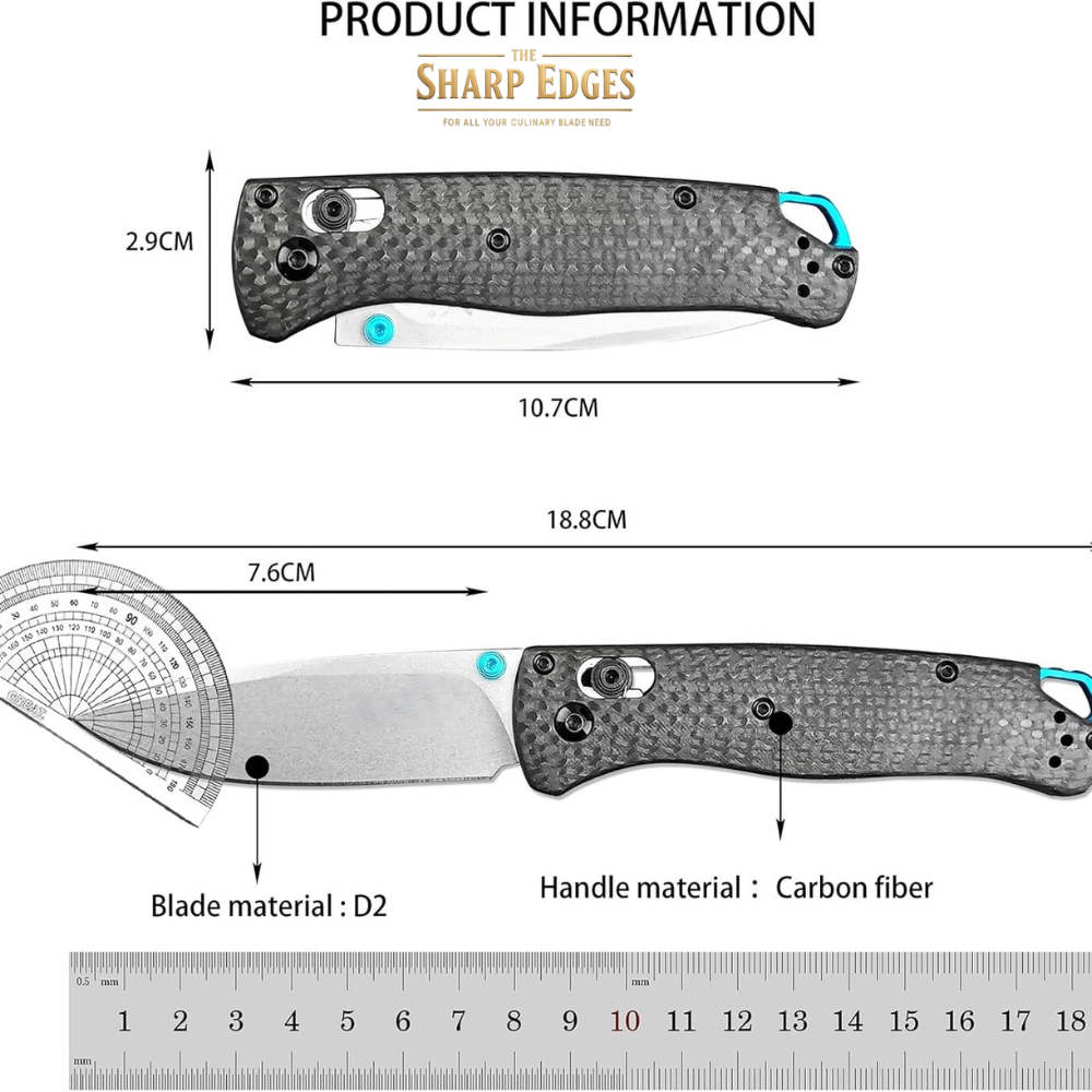 Premium D2 Steel Folding Knife – Carbon Fiber Handle, Razor Sharp EDC Pocket Knife,Thumb Stud Open Pocket Knife with Reversible PocketClip
