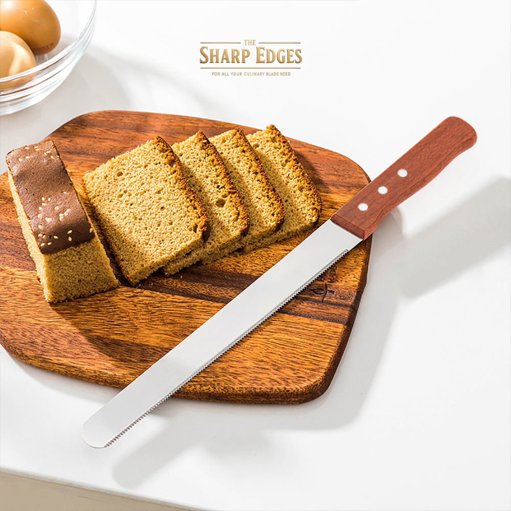 Professional Bread Knife 17" | Stainless Steel Serrated Blade with Wooden Handle