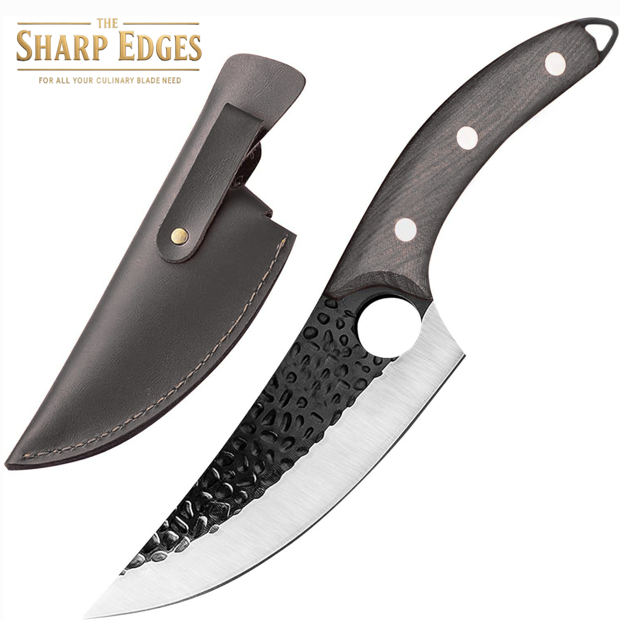 Viking Knife with Sheath - Hand Forged Butcher Knife for Meat Cutting - High Carbon Steel Meat Kitchen Knives- Multipurpose Japanese Chef Knives for Camping, Outdoor, BBQ