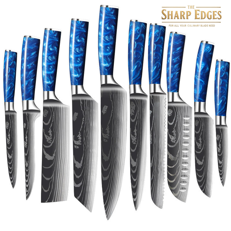 8 Pcs Professional Chef Knife Set with Roll Bag,   Kitchen Knife Set with Sharpener, High Carbon Stainless Steel Kitchen Knives - Forged Triple Rivet, Dishwasher Safe, Chef Gifts,