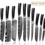 8 Pcs Professional Chef Knife Set with Roll Bag,   Kitchen Knife Set with Sharpener, High Carbon Stainless Steel Kitchen Knives - Forged Triple Rivet, Dishwasher Safe, Chef Gifts,