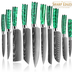 8 Pcs Professional Chef Knife Set with Roll Bag,   Kitchen Knife Set with Sharpener, High Carbon Stainless Steel Kitchen Knives - Forged Triple Rivet, Dishwasher Safe, Chef Gifts,
