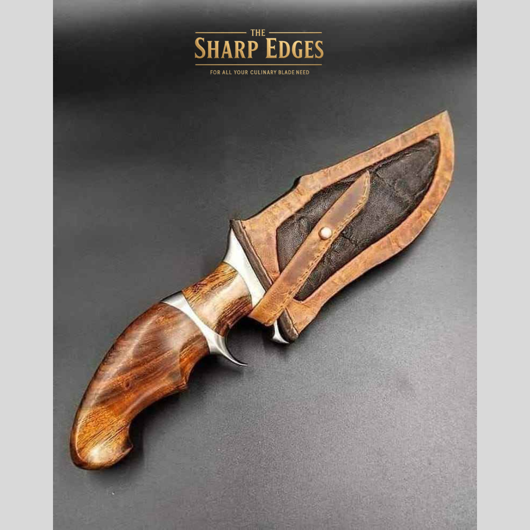 HandMade Damascus Steel Hunting 10in Bowie Knife & Leather Sheath