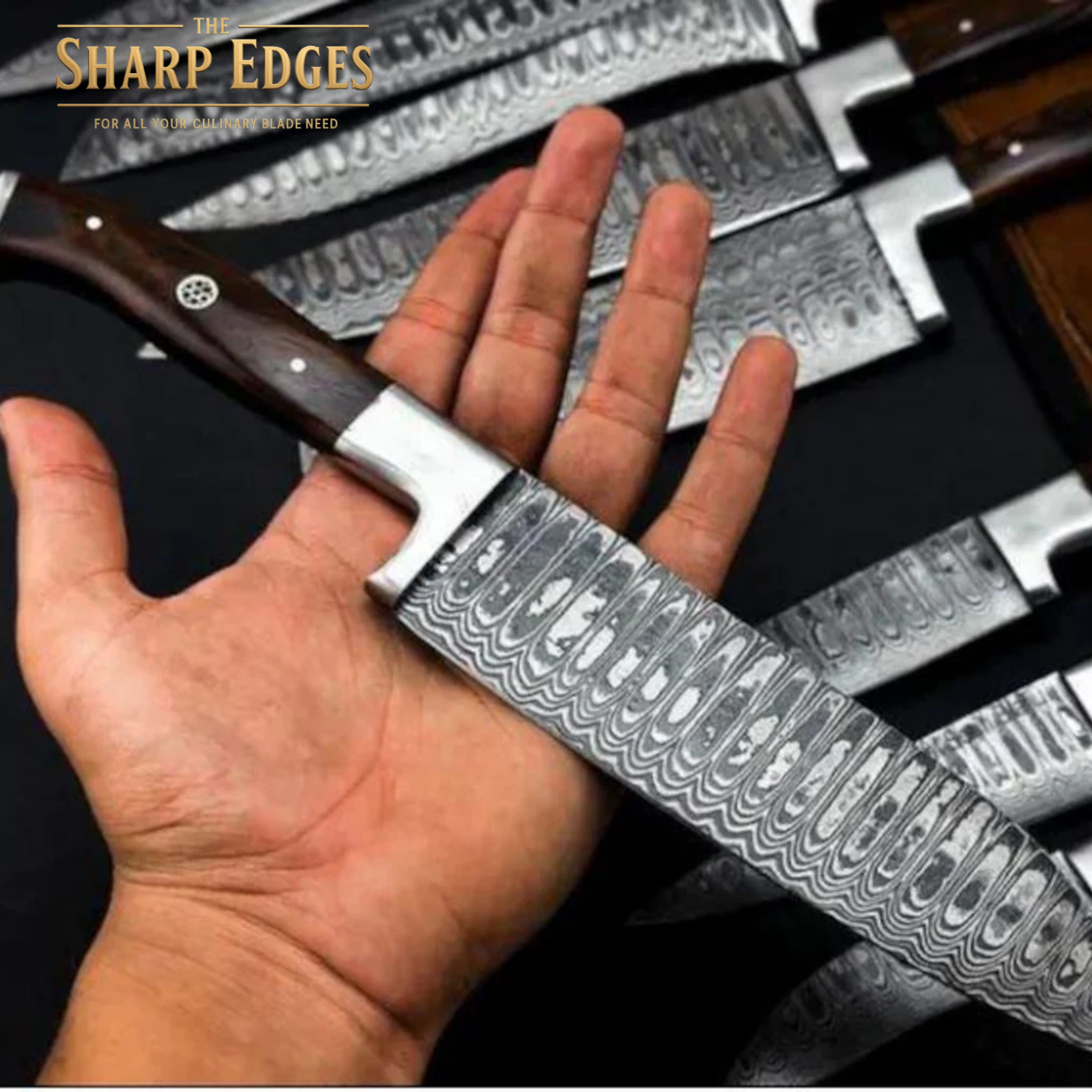 Custom Made Damascus Chef Knife Set Kitchen Cutlery -Hand Forged Damascus+Sheath