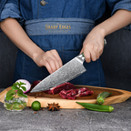 Damascus Chef Knife 8 Inch, Professional Japanese Kitchen Knives Sharp High Carbon Super Steel with Ergonomic Pakkawood Handles, Elegant Gift Box Packaging (Green)