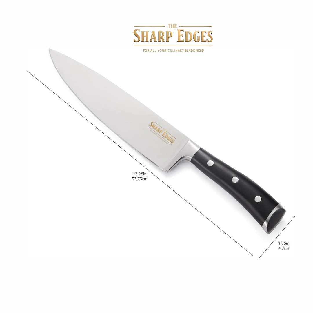 Professional 8 Inch German Chef Knife - Long Lasting Razor Sharp Blade, High Carbon Stainless Steel Home & Restaurant Knife, Full Tang Round Grip, Gift Box