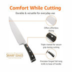 Professional 8 Inch German Chef Knife - Long Lasting Razor Sharp Blade, High Carbon Stainless Steel Home & Restaurant Knife, Full Tang Round Grip, Gift Box