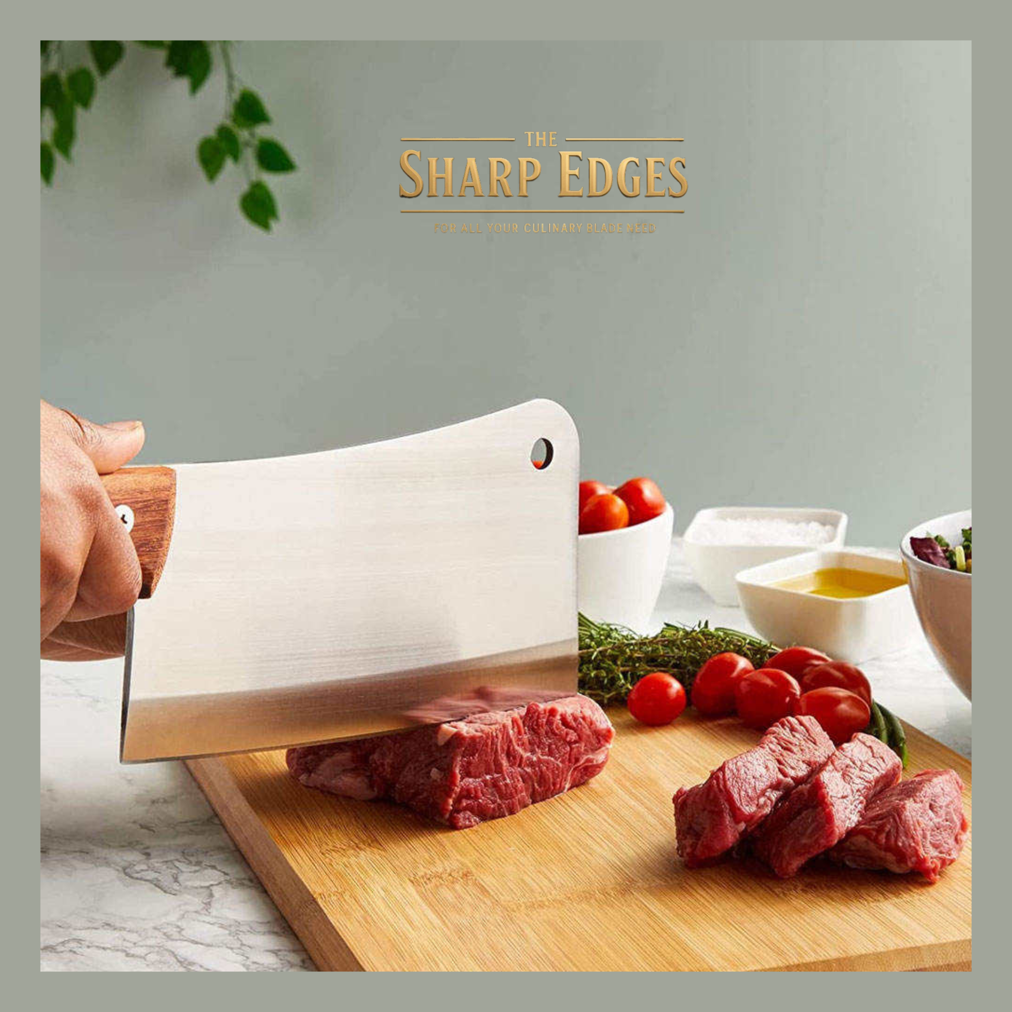 Butcher Cleaver Knife Fixed Sharp Blade Cleaver Knife With Wooden Handle-Ultra Sharp Kitchen Knife for Home and Restaurant