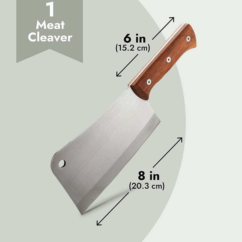 Butcher Cleaver Knife Fixed Sharp Blade Cleaver Knife With Wooden Handle-Ultra Sharp Kitchen Knife for Home and Restaurant