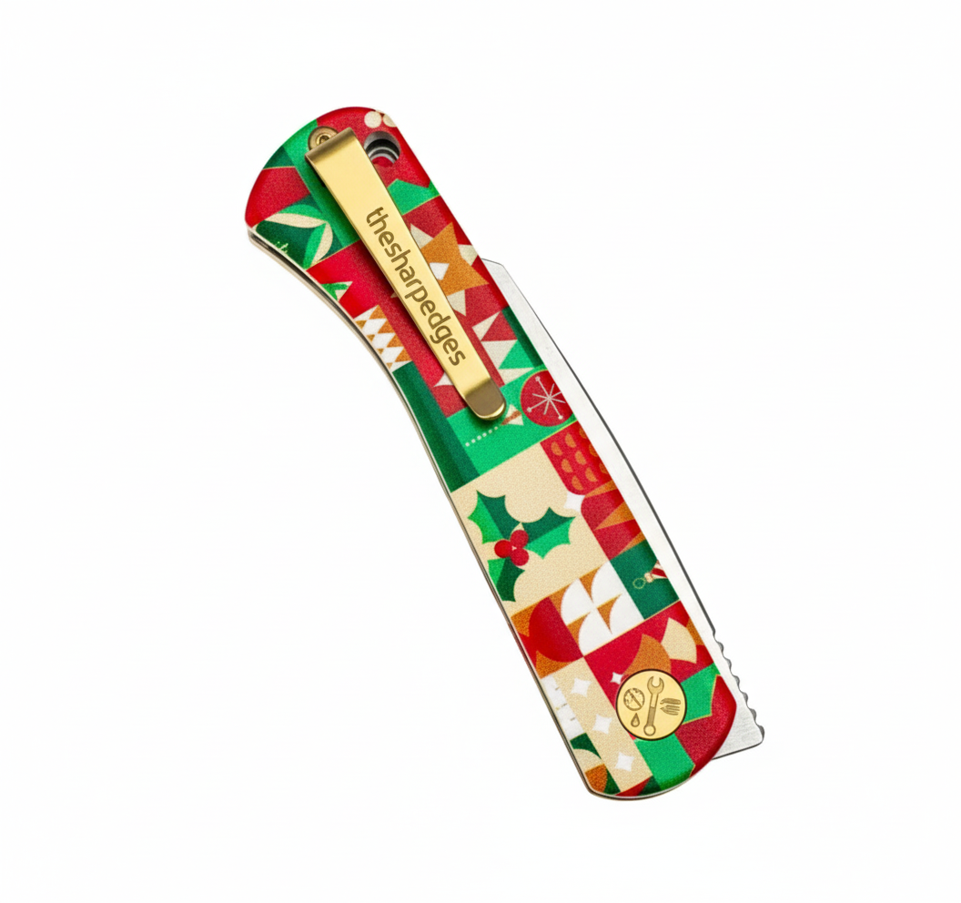 Christmas Edition Folding Pocket Knife – Stainless Steel Blade | Holiday Gift Knife