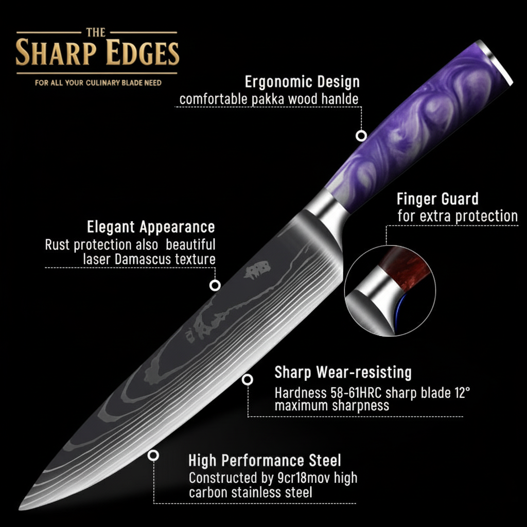 8 Pcs Professional Chef Knife Set with Roll Bag,   Kitchen Knife Set with Sharpener, High Carbon Stainless Steel Kitchen Knives - Forged Triple Rivet, Dishwasher Safe, Chef Gifts,