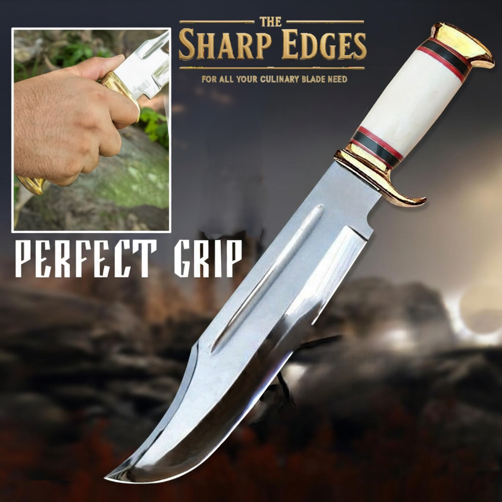 18''Inches Custom Handmade Fixed blade D2 Polish Steel Camping/Hunting Survival Bowie Knife Full Tang Comes With Leather Sheath Cover