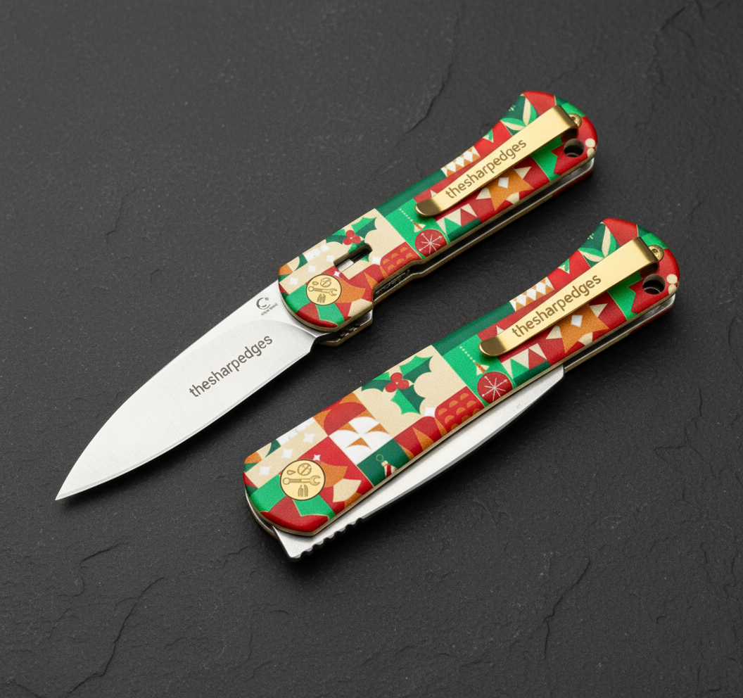 Christmas Edition Folding Pocket Knife – Stainless Steel Blade | Holiday Gift Knife