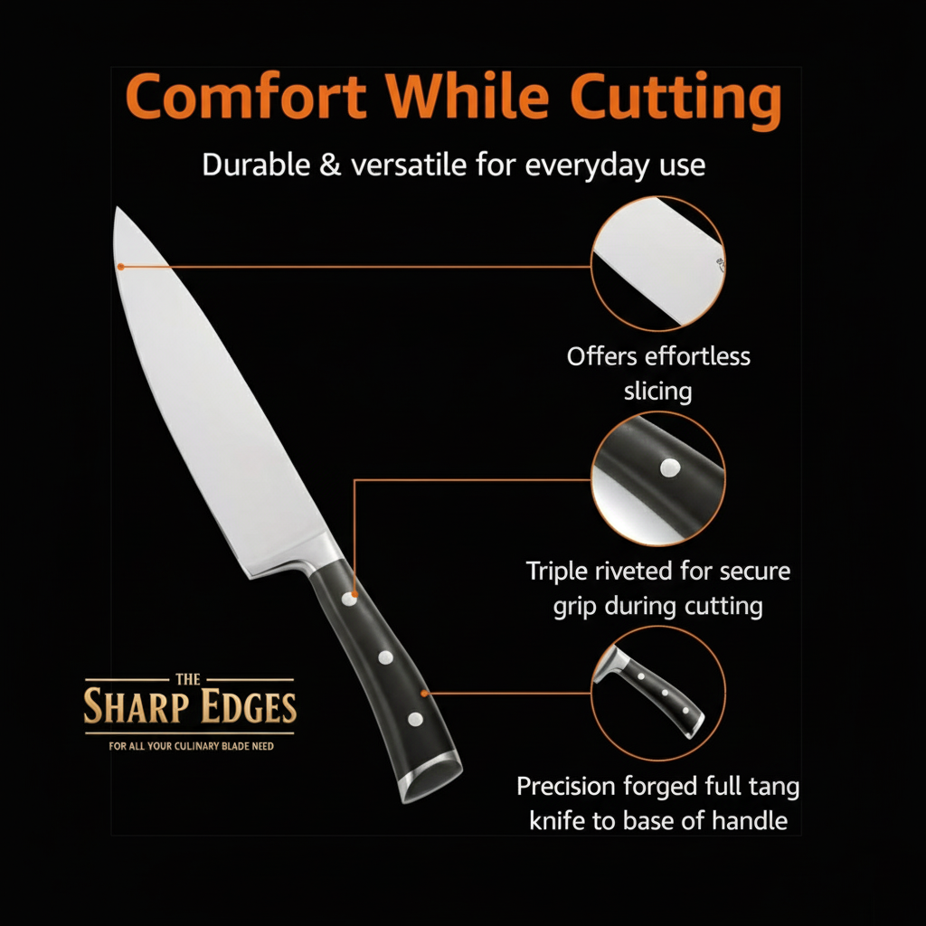 Professional 8 Inch German Chef Knife - Long Lasting Razor Sharp Blade, High Carbon Stainless Steel Home & Restaurant Knife, Full Tang Round Grip, Gift Box