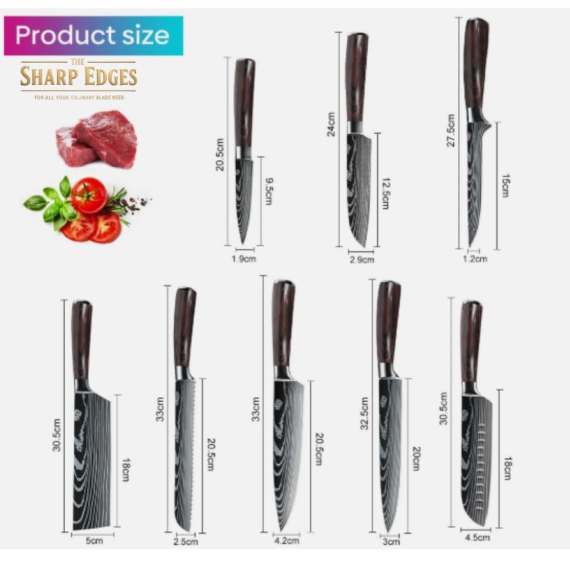 8 Pcs Professional Chef Knife Set with Roll Bag,   Kitchen Knife Set with Sharpener, High Carbon Stainless Steel Kitchen Knives - Forged Triple Rivet, Dishwasher Safe, Chef Gifts,