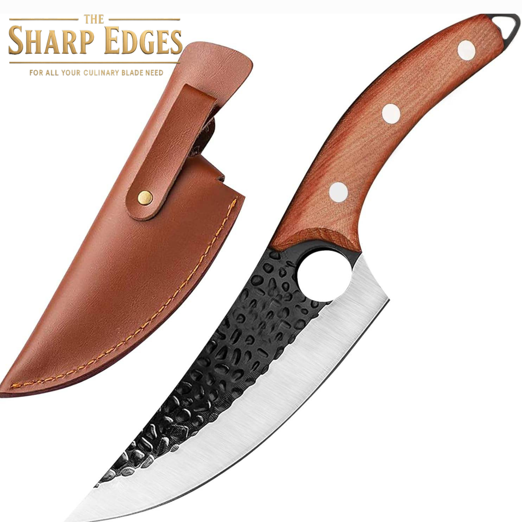 Viking Knife with Sheath - Hand Forged Butcher Knife for Meat Cutting - High Carbon Steel Meat Kitchen Knives- Multipurpose Japanese Chef Knives for Camping, Outdoor, BBQ