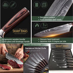 8 Pcs Professional Chef Knife Set with Roll Bag,   Kitchen Knife Set with Sharpener, High Carbon Stainless Steel Kitchen Knives - Forged Triple Rivet, Dishwasher Safe, Chef Gifts,