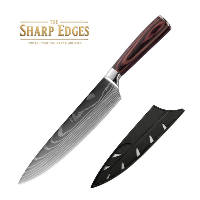 8 Pcs Professional Chef Knife Set with Roll Bag,   Kitchen Knife Set with Sharpener, High Carbon Stainless Steel Kitchen Knives - Forged Triple Rivet, Dishwasher Safe, Chef Gifts,