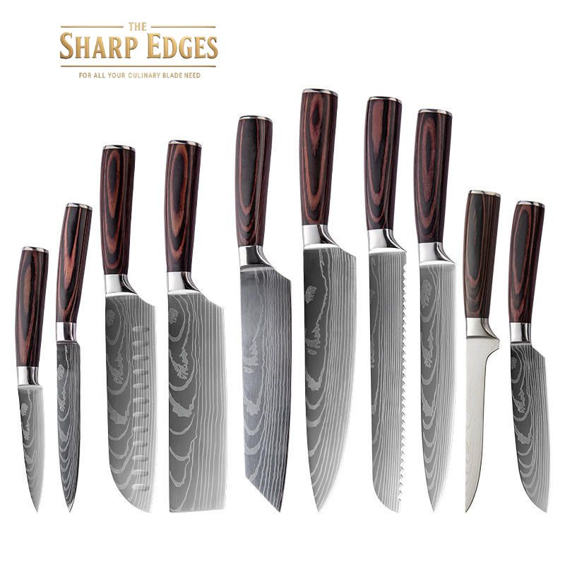 8 Pcs Professional Chef Knife Set with Roll Bag,   Kitchen Knife Set with Sharpener, High Carbon Stainless Steel Kitchen Knives - Forged Triple Rivet, Dishwasher Safe, Chef Gifts,